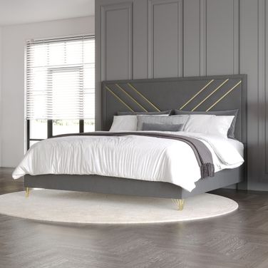 Symmetry California King Bed In Gray and Natural