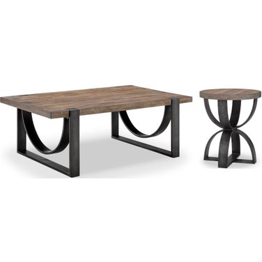 Bowden Rustic Honey Metal Rectangular Occasional Table Set