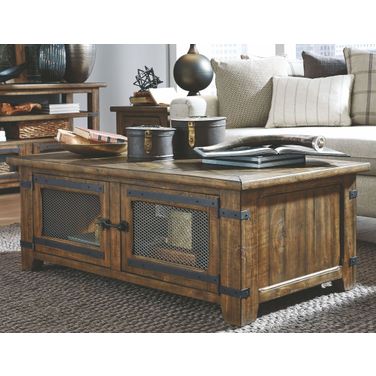Chesterfield Farmhouse Timber Lift Top Storage Cocktail Table