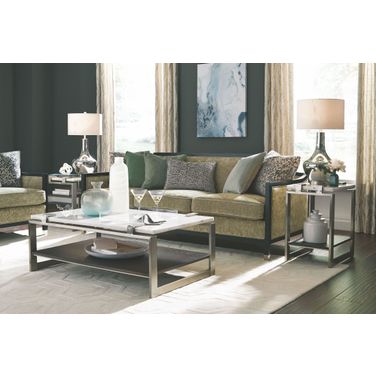 Paradox Pearl White Roasted Almond Metal Rectangular Occasional Table Set