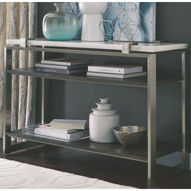 Paradox Pearl White Roasted Almond Metal Rectangular Sofa Table