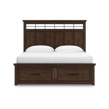 Taffenbrook King Panel Storage Bed In Medium Brown