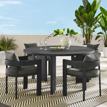 Tahoe 5-Piece Outdoor Patio Aluminum Dining Set In Gray and Charcoal