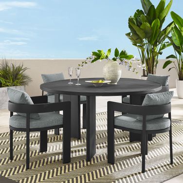 Tahoe 5-Piece Outdoor Patio Aluminum Dining Set In Gray