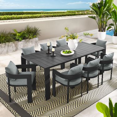 Tahoe 9-Piece Outdoor Patio Aluminum Dining Set In Gray