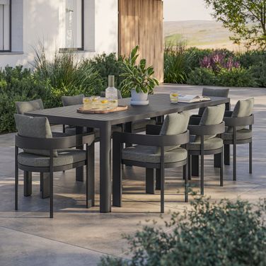 Tahoe 9-Piece Outdoor Patio Aluminum Dining Set With Extendable Table In Gray Charcoal