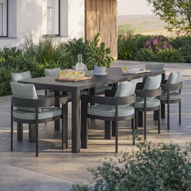 Tahoe 9-Piece Outdoor Patio Aluminum Dining Set With Extendable Table In Gray