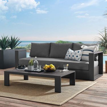 Tahoe Outdoor Patio Powder-Coated Aluminum 2-Piece Set In Gray Charcoal