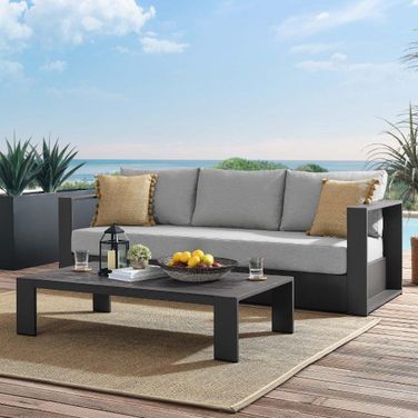 Tahoe Outdoor Patio Powder-Coated Aluminum 2-Piece Set In Gray