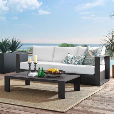 Tahoe Outdoor Patio Powder-Coated Aluminum 2-Piece Set In Grey