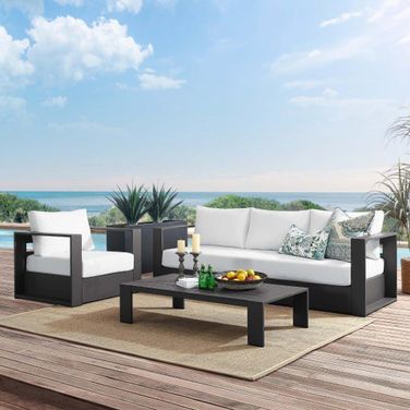 Tahoe Outdoor Patio Powder-Coated Aluminum 3-Piece Set In Grey