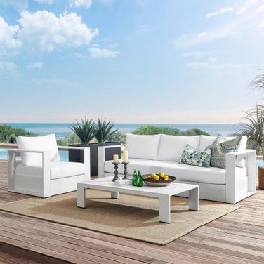 Tahoe Outdoor Patio Powder-Coated Aluminum 3-Piece Set In White
