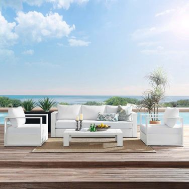 Tahoe Outdoor Patio Powder-Coated Aluminum 4-Piece Set In White