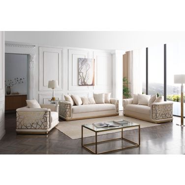 Talia Living Room Set In Ivory