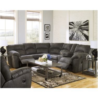 Tambo 2-Piece Sectional with Recliner In Pewter