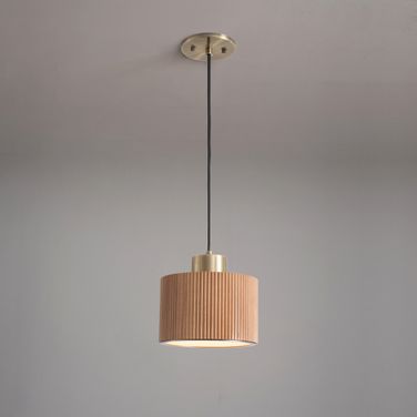 Tambo Pendant Light In Natural Ash and Weathered Brass
