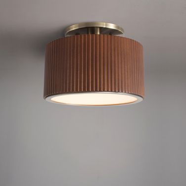 Tambo Semi-Flush Mount Ceiling Light In Dark Walnut and Weathered Brass