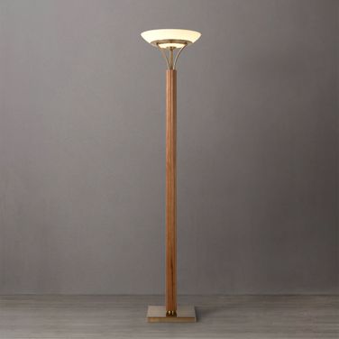 Tambo Torchiere Floor Lamp In Natural Ash and Weathered Brass