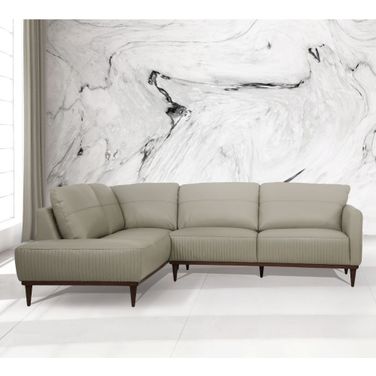 Tampa Airy Green Leather Left Facing Chaise Sectional Sofa