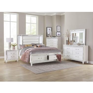 Tamsin White Metallic Storage Platform Bedroom Set