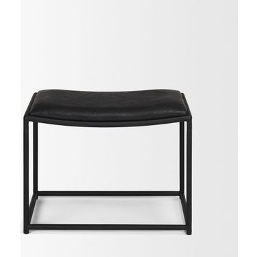 Taniel Leather And Metal Stool In Black