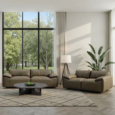 Tanner Living Room Set with Padded Arms In Khaki