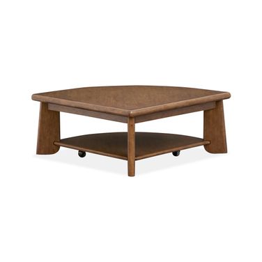 Tanner Pie Shaped Lift Top Cocktail Table With Casters In Tawny Brown