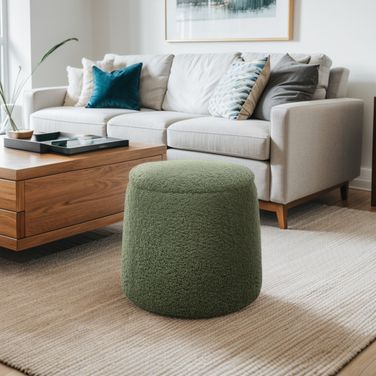 Tara Round Storage Ottoman In Green
