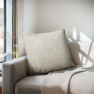 Tara Solid Boucle Square Pillow In Beige