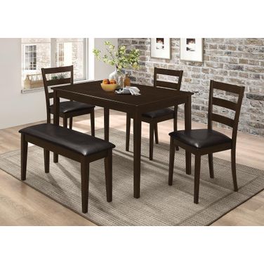 Guillen 5-piece Dining Set with Bench Cappuccino and Dark Brown