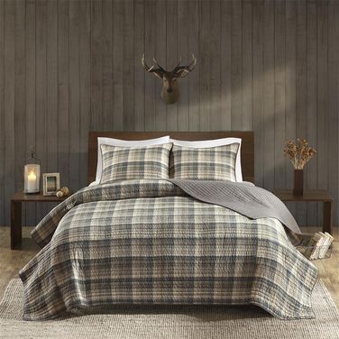 Tasha Cotton Percale Printed Queen Quilt Mini Set In Tan