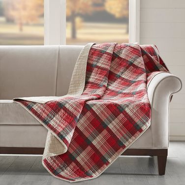 Tasha Cotton Thread Count Printed Quilted Throw In Red