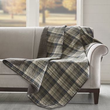 Tasha Cotton Thread Count Printed Quilted Throw In Taupe