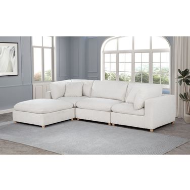 Tatiana 4 Piece Boucle Fabric Modular Sectional in Cream