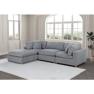 Tatiana 4 Piece Boucle Fabric Modular Sectional in Rich Gray