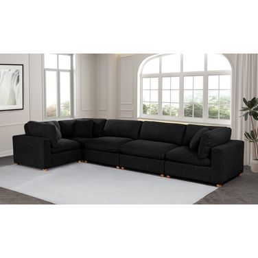 Tatiana 5 Piece Boucle Fabric Modular Sectional in Black
