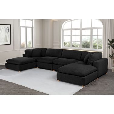 Tatiana 6 Piece Boucle Fabric Modular Sectional in Black