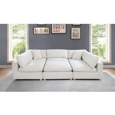 Tatiana 6 Piece Boucle Fabric Modular Sectional in Cream