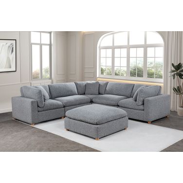 Tatiana 6 Piece Boucle Fabric Modular Sectional in Rich Gray