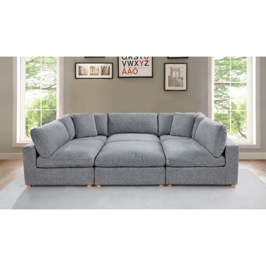 Tatiana 6 Piece Boucle Fabric Modular Sectional in Rich Gray