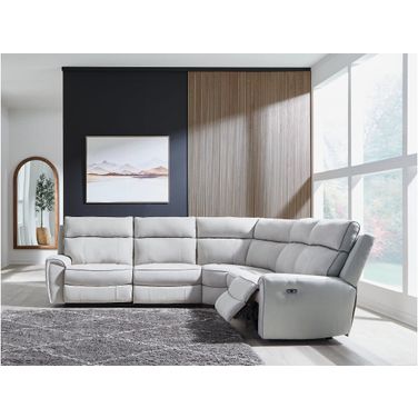 Tealwell 5-Piece Power Reclining Sectional In Pearl and Ash
