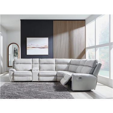 Tealwell 6-Piece Reclining Sectional with Storage Console In Pearl and Ash