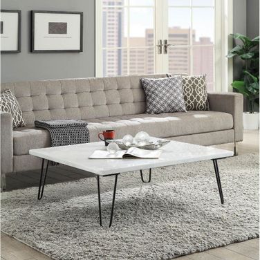 Telestis Square Coffee Table (White Marble/ Black)