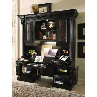 Telluride Black Computer Credenza With Hutch