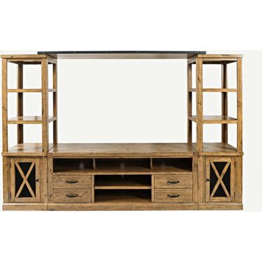 Telluride Distressed Pine Entertainment Center with 70 Inch TV Console In Gold