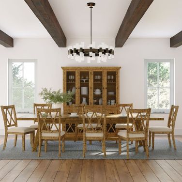 Telluride 127 Inch 9 Piece Extendable Dining Room Set In Gold