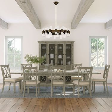 Telluride 127 Inch 9 Piece Extendable Dining Room Set In Driftwood