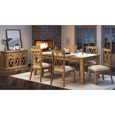 Telluride 78 Inch 7 Piece Dining Room Set In Gold