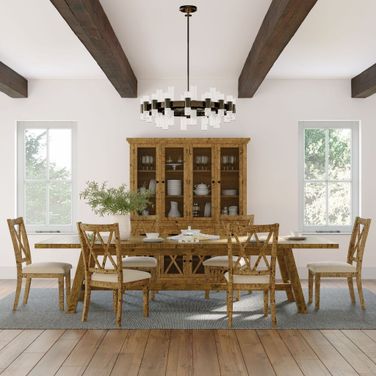 Telluride 127 Inch 7 Piece Extendable Dining Room Set In Gold