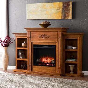 Tennyson Touch Screen Electric Fireplace With Bookcases In